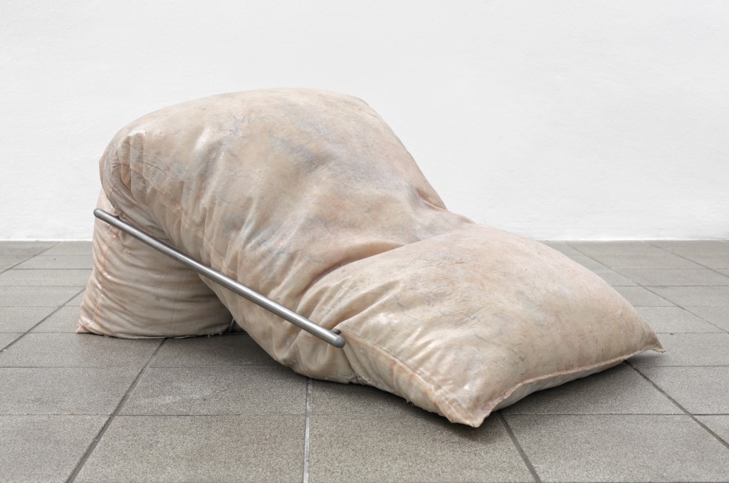 Ivana Basic, Fantasy Vanishes in Flesh I, 2015, Feathers, cotton, silicone, stainless steel, 74 x 50 x 30 cm
